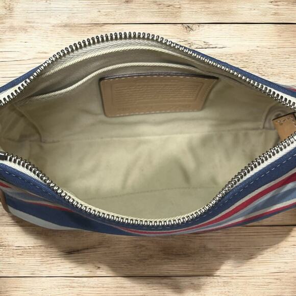 Vintage Coach 7749 Hamptons Striped Canvas Demi Bag - Picture 5 of 11